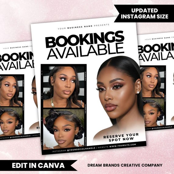 Makeup Booking Flyer Template, MUA Bookings Open Flyer, Makeup Appointment Flyer, Glam Makeup Artist Flyer, Beauty Canva Template