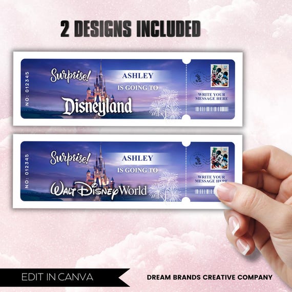 Disneyland And Disneyworld Ticket | Magic Park Ticket | Family Vacation Reveal | Surprise Trip Ticket | Custom Holiday Gift