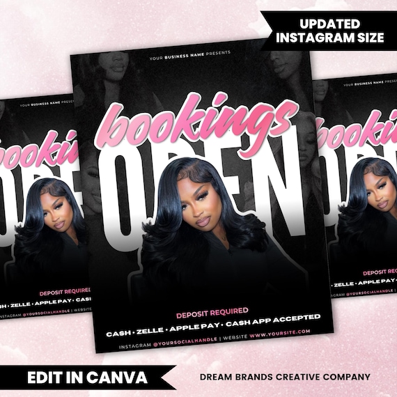 Hair Booking Flyer Template, Book Now Hairstylist Flyer, Salon Appointment Promo, Hair Stylist Bookings Open Ad Canva