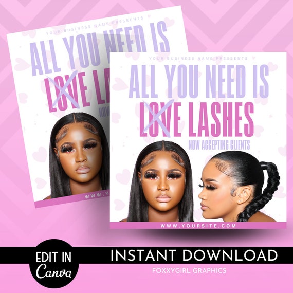 DIY Valentine's Day Flyer, Boutique, Instagram Flyer, Wigs, Bundles, Makeup Artist, Eyelash Tech, Nail Tech