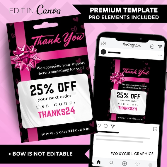 Virtual Gift Card,DIY Social Media Flyer, Gift Card Flyer Canva Template, Boutique Promotional Graphic. Instant Access.