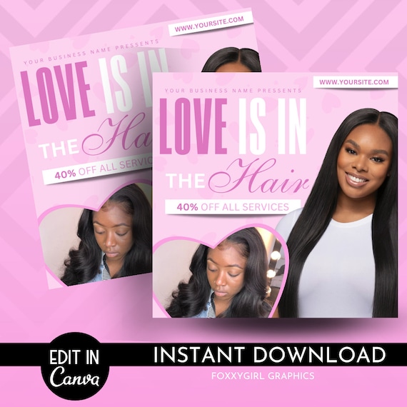 DIY Valentine's Day Flyer, Boutique, Instagram Flyer, Wigs, Bundles, Makeup Artist, Eyelash Tech, Nail Tech