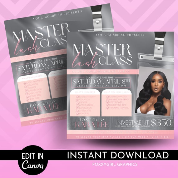 Class flyer, Course Flyer, Luxury DIY Social media flyer, Master class flyer,money flyer, Social media template, Lash flyer, Hair flyer