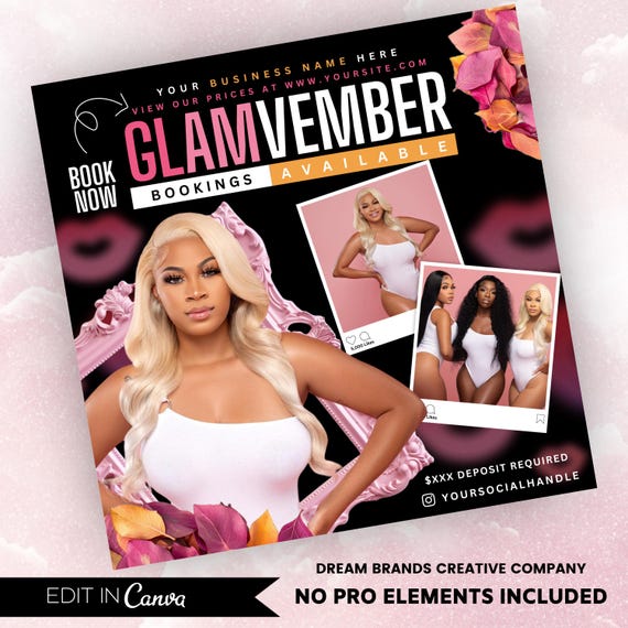 DIY Editable November Booking Flyer Template - Fall Hair Lash Makeup Nail Appointments Available Flyer