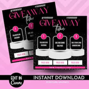 Giveaway Flyer, DIY Flyer Template Design, Contest Flyer, Raffle Ticket Event Flyer, Premade Social Media Post