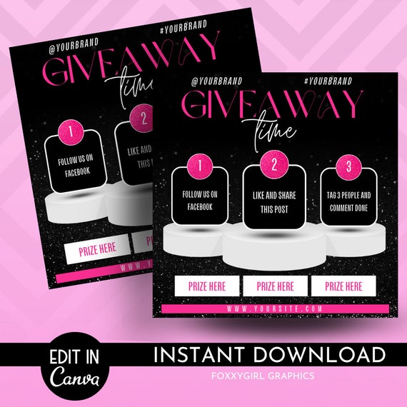 Giveaway Flyer, DIY Flyer Template Design, Contest Flyer, Raffle Ticket Event Flyer, Premade Social Media Post