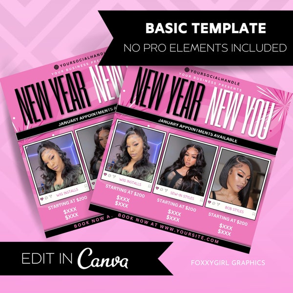 New Year Sale Flyer | Happy New Year Sale | New Year Special Flyer Template |New Year Celebration Flyer for Hair, Nails, Lashes |CANVA FLYER