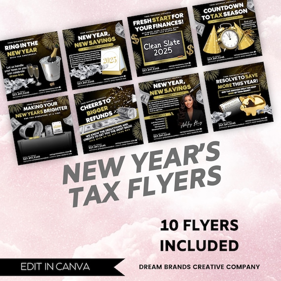 New Year's Tax Preparation Flyer, Tax Flyer, Tax Season, Tax Docs Checklist, Income Tax 2025 Accountant Flyer, Credit Repair Flyer