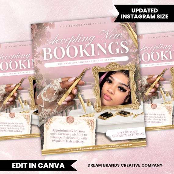 Lash Booking Flyer Template Canva | Lash Appointment Flyer | Lash Tech Booking Promotion | Eyelash Extension Marketing Flyer