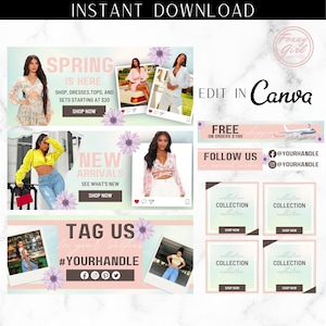 DIY Boutique Banner Set, Frühling Website Banner, DIY Wix Website Banner, Website Banner Set, DIY Website Banner