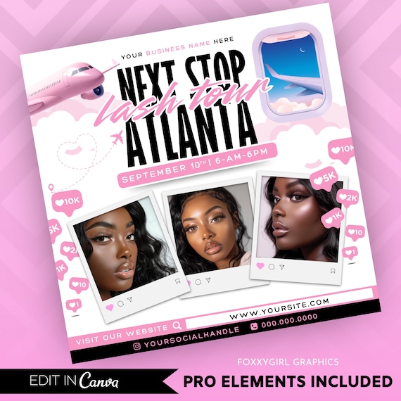 Traveling Makeup Artist Flyer Template, Traveling Business Flyer, Traveling Lash Tech, Traveling Hair Stylist, Cosmetic Beauty Travel Flyer