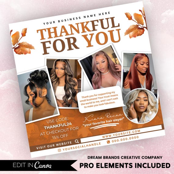 DIY Editable November Booking Flyer Template - Fall Hair Lash Makeup Nail Appointments Available Flyer