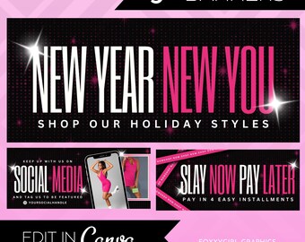 HOLIDAY Website Banner Template, Holiday Shopify Website Banner Template, Beauty Banner, Boutique Banner, Editable Website Banners, Canva