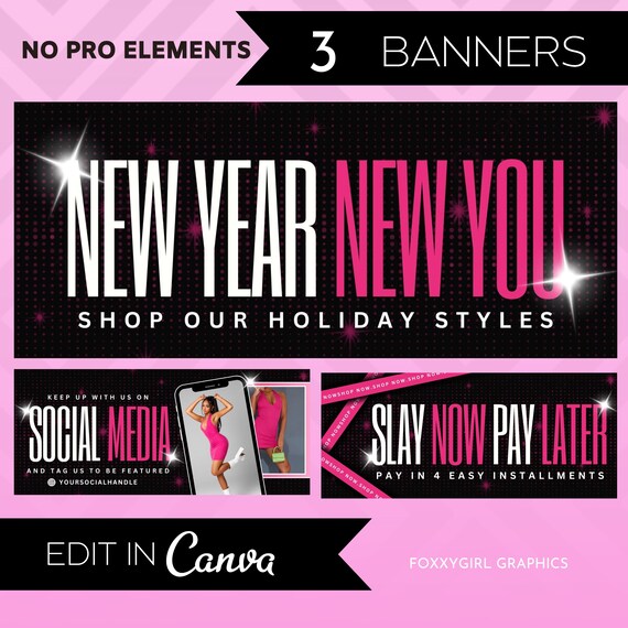 HOLIDAY Website Banner Template, Holiday Shopify Website Banner Template, Beauty Banner, Boutique Banner, Editable Website Banners, Canva