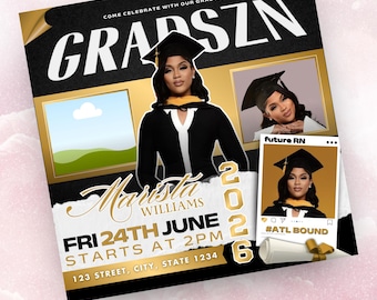 Editable Graduation Invitation Flyer, Graduation Party, Class Of 2026 Flyer, Graduate Flyer, Graduation Party,Graduation Invitation Template
