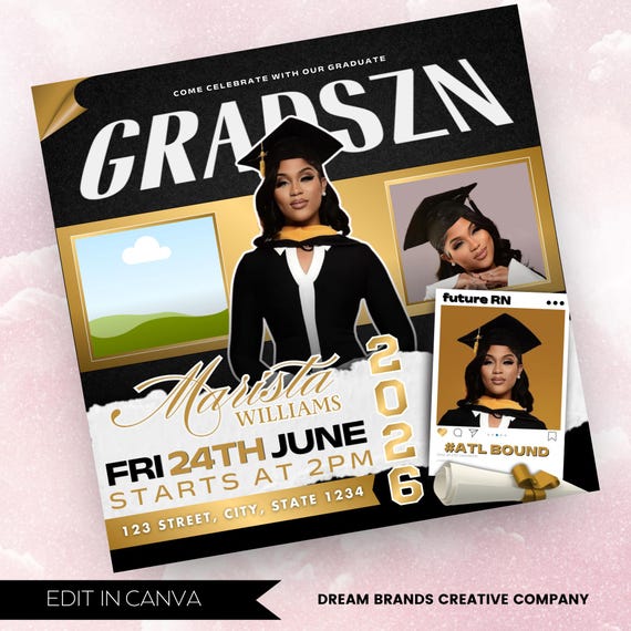 Editable Graduation Invitation Flyer, Graduation Party, Class Of 2026 Flyer, Graduate Flyer, Graduation Party,Graduation Invitation Template