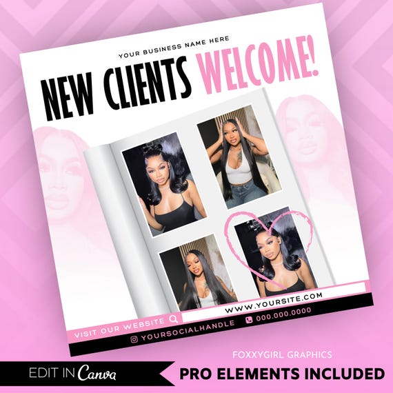 New Client Flyer, New Client Welcome Flyer, Hair Braids Lashes Wig Installs Makeup Nails Booking Flyer, Book Now, DIY Appointments Flyer