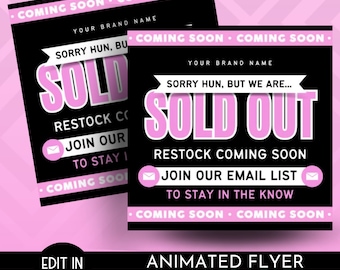 Sold Out Flyer, Diy Sold Out Flyer, Editable Sold Out Flyer, Social Media Flyer, Content Flyer, Instagram Flyer, Canva