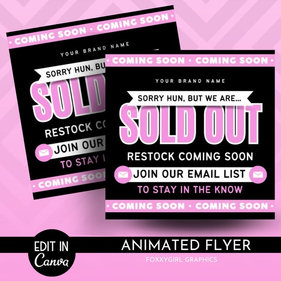 Sold Out Flyer, Diy Sold Out Flyer, Editable Sold Out Flyer, Social Media Flyer, Content Flyer, Instagram Flyer, Canva