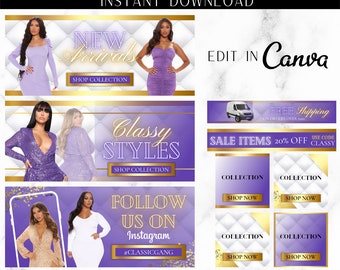 DIY Boutique Banner Set, DIY Shopify Web Banners, DIY Wix Website Banners, Website Banner Set