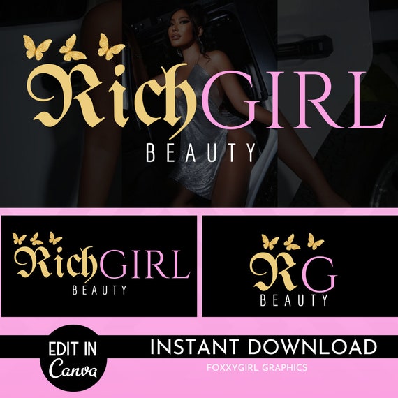 DIY Text-Based Logo Template | Premade Canva Logo Design | Beauty Logo | Lash Logo | Hair Logo | Boutique Logo