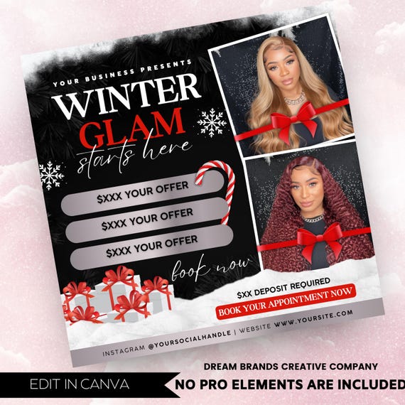 Winter Szn Booking Flyer, Winter Season Booking Flyer, December Booking flyer, Appointment Booking flyer, Canva Editable