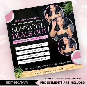 Boekingsfolder zomer, zomervakantie, zomerspecial, boeken zomerafspraken Open juni juli augustus Haarvlechten Wimper Nagels Make-up Pruik Wax