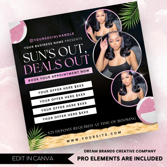 Summer Booking Flyer, Summer Break, Summer Special, Summer Appointments Books Open June July August Hair Braids Lash Nails Makeup Wig Wax