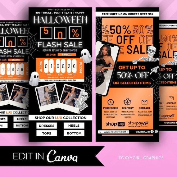Halloween Email Newsletter, Template Canva, Marketing Template Kit, Email Newsletter Canva Template , Sales Email Content Marketing Template