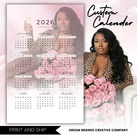 Custom 2026 Calendar | Personalized AI Glam Design | Canva + Print & Ship | Free Shipping