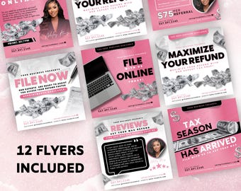 Tax Prep Flyer Bundle: Instagram & Marketing Templates (Digital Download)
