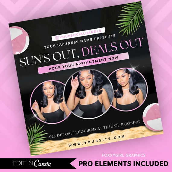 Summer Booking Flyer, Summer Break, Summer Special, Summer Appointments Books Open June July August Hair Braids Lash Nails Makeup Wig Wax