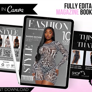 90s Magazine Template, Hair Lashes Nails MUA Makeup Esthetician Aesthetician Braids Waxes Boutique Magazine Template, Magazine Catalog Trend