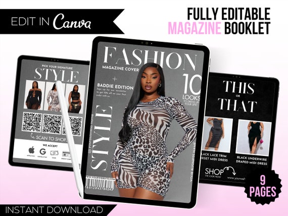 90s Magazine Template, Hair Lashes Nails MUA Makeup Esthetician Aesthetician Braids Waxes Boutique Magazine Template, Magazine Catalog Trend