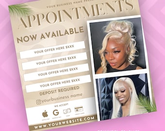 Summer Booking Flyer, Summer Break, Summer Special, Summer Appointments Books Open June July August Hair Braids Lash Nails Makeup Wig Wax