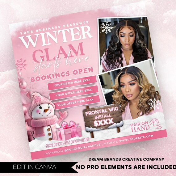 Winter Szn Booking Flyer, Winter Season Booking Flyer, December Booking flyer, Appointment Booking flyer, Canva Editable