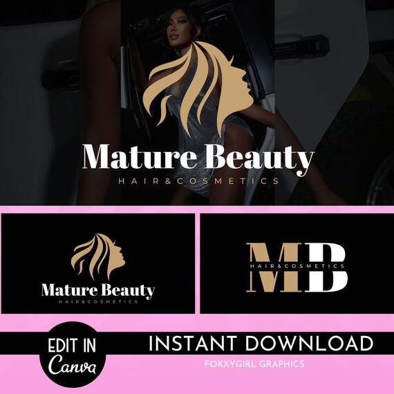 DIY Text-Based Logo Template | Premade Canva Logo Design | Beauty Logo | Lash Logo | Hair Logo | Boutique Logo