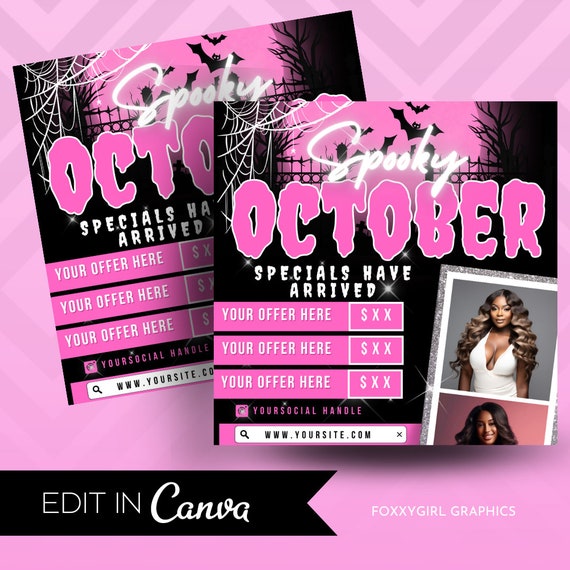 Halloween Hair Flyer, Halloween Hair Sale, Hair Halloween Flyer, October Booking, Fall Hair Flyer, Hair Flyer, Hair Sale Flyer