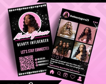 Instagram Business Cards, DIY Canva Business Card Template Design, IG Influencer Cards, Small Business Digital Cards, Premade Business Cards