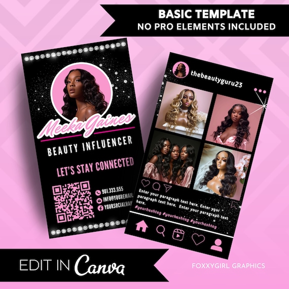 Instagram Business Cards, DIY Canva Business Card Template Design, IG Influencer Cards, Small Business Digital Cards, Premade Business Cards