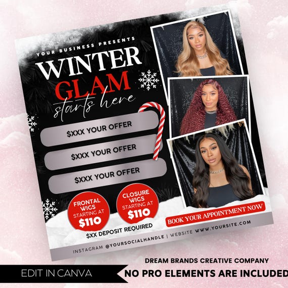 Winter Szn Booking Flyer, Winter Season Booking Flyer, December Booking flyer, Appointment Booking flyer, Canva Editable