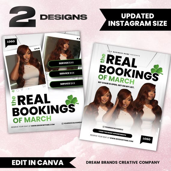 March Booking Flyer, March Flyer, March Books, Book Now Flyer, March Madness Flyer, MUA Lashes Nails Hair March Flyer, Canva Editable