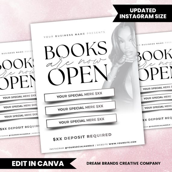 Hair Booking Flyer Template, Book Now Hairstylist Flyer, Salon Appointment Promo, Hair Stylist Bookings Open Ad Canva