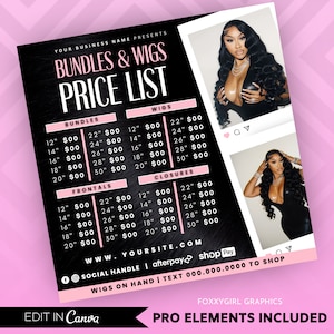 Price List, Price List Template, DIY Small Business Pricing Guide Sheet Beauty Salon Nail Makeup Hair Stylist,Canva Template, Hair Pricelist