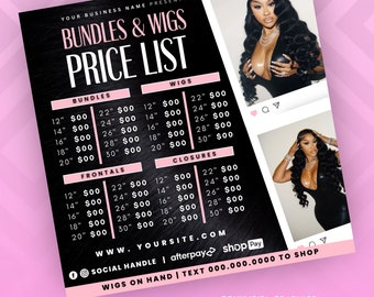 Price List, Price List Template, DIY Small Business Pricing Guide Sheet Beauty Salon Nail Makeup Hair Stylist,Canva Template, Hair Pricelist