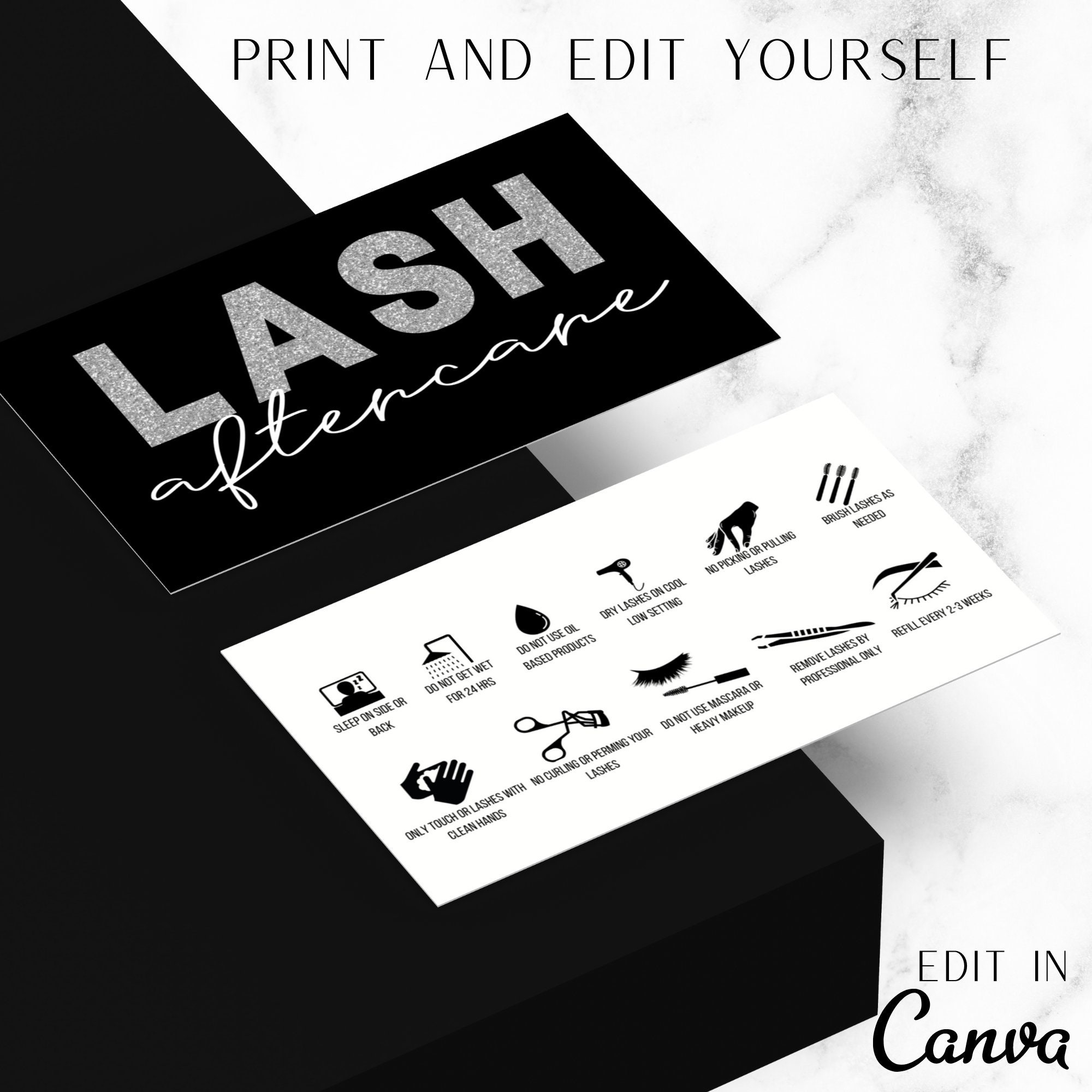 Lash Aftercare Card Template Lash Care Steps Business Card Etsy Uk