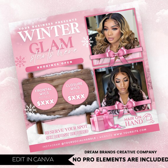 Winter Szn Booking Flyer, Winter Season Booking Flyer, December Booking flyer, Appointment Booking flyer, Canva Editable
