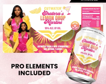 12 oz Can Label Template | Editable Canva Template | Party Favor Label | Custom Beverage Wrap | Instant Download