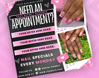 Nail Booking Flyer, Nail Flyer, Nail Tech Flyer, Nail Appointments Available flyer, Nail Book now flyer, Nail Instagram Post Content Flyer