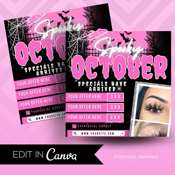 Halloween Lash Flyer, Halloween Lash Sale, Lash Halloween Flyer, October Booking, Fall Lash Flyer, Lash Flyer, Lash Sale Flyer